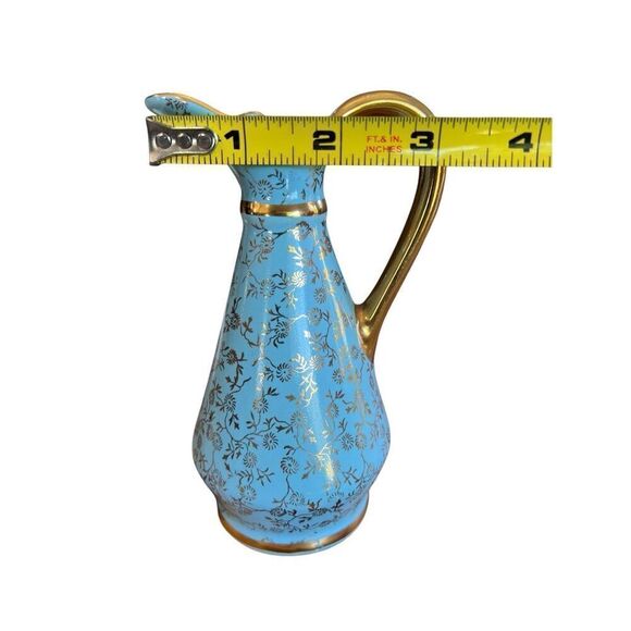 Vintage Pearl China Co Blue Gold 22KT Pitcher Creamer Decanter Floral Tea Garden - Picture 12 of 15
